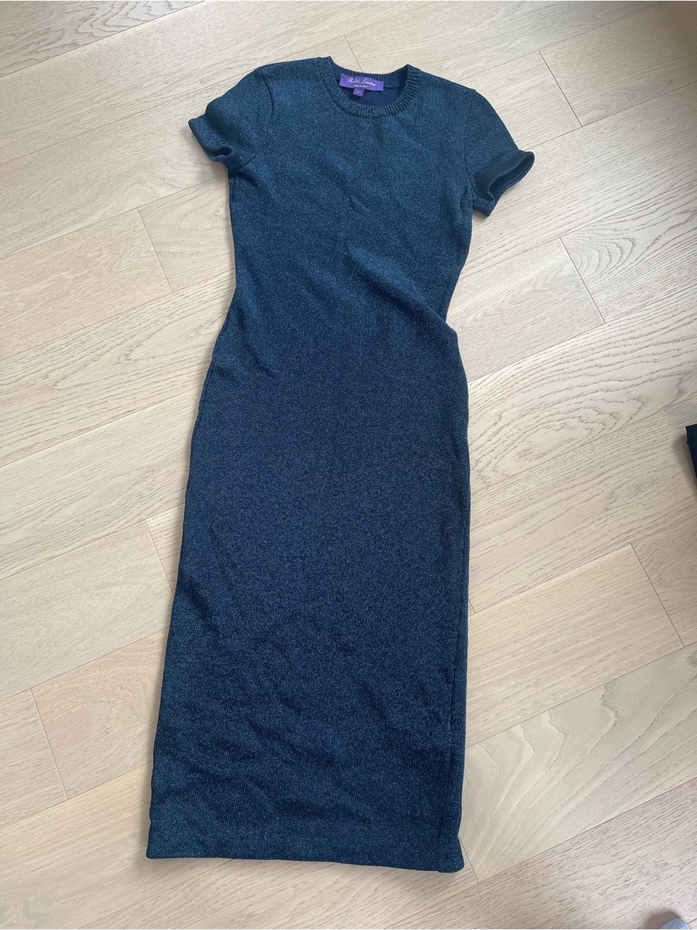 Ralph Lauren Purple Label Navy Blue Metallic Knit Dress - Size Small